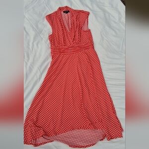 Perceptions Red and White Dotted Midi Dress